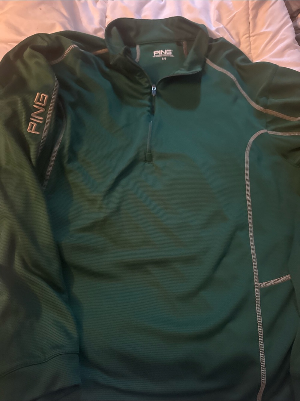 PING Dark Green Performance Quarter-Zip with Contrast Stitching